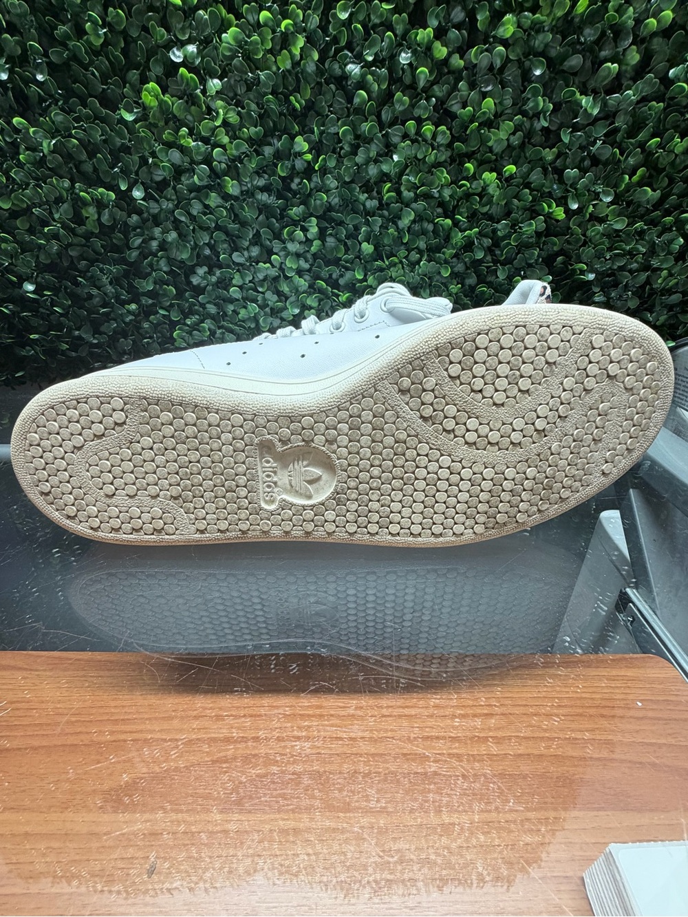 adidas White Stan Smith Sneakers with Leopard Heel Tab EUC - Picture 7 of 9